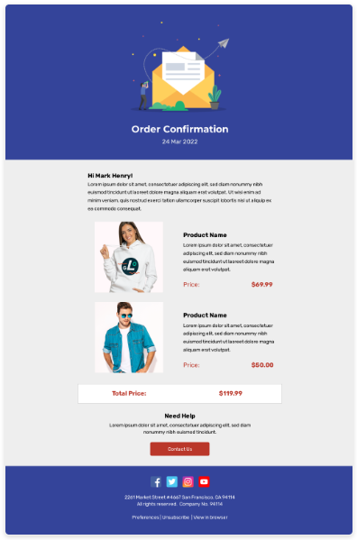 Order Confirmation email template