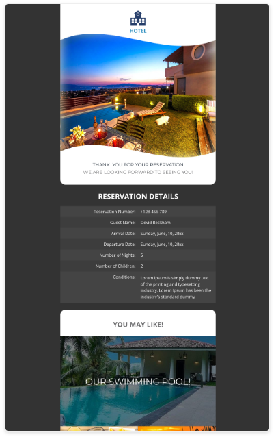 Hotel Booking Confirmation email template